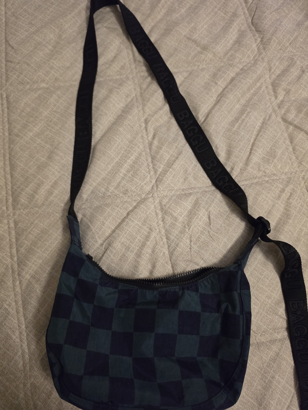 BAGGU Navy Checker Crossbody Bag